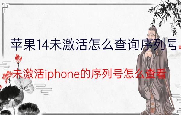 苹果14未激活怎么查询序列号 未激活iphone的序列号怎么查看？